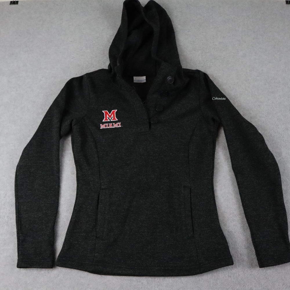 Miami Redhawks Jacket Womens Small Columbia Pullover Hoodie Knit Long Sleeve‎